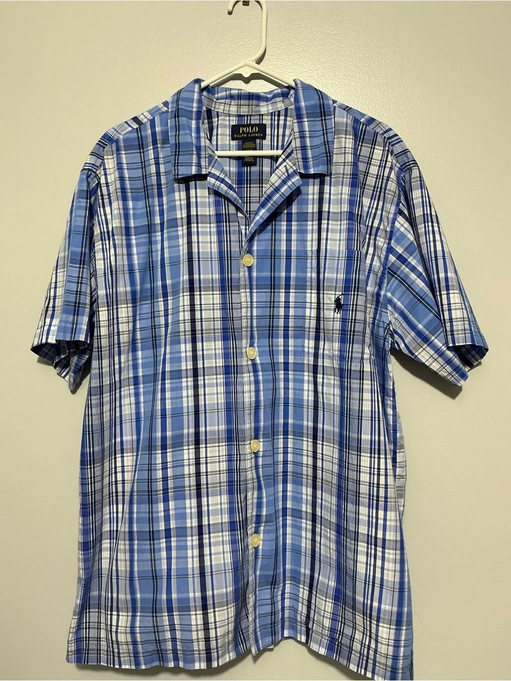 Polo by Ralph Lauren Blue & White Plaid pajama set size L